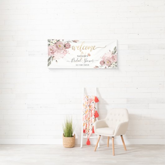 PixDezines Dusty Pink Roses Aquarellfarben Blume Banner (Insitu)