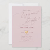 PixDezines Dusty Rose Calligrafy Engagement Party Einladung (Vorderseite)