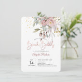 PixDezines Dusty Rose Eucalyptus Brunch+Bubbly Einladung (Stehend Vorderseite)