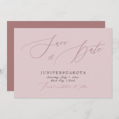 PixDezines Dusty Rose Modernes Skript Save the Dat Einladung (Vorne/Hinten)