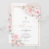 PixDezines Dusty Rose, Rustikale Aquarelltaufe Einladung (Vorne/Hinten)