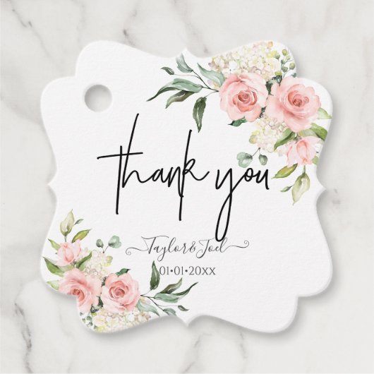 PixDezines Dusty Rose Vielen Dank Signature Script Geschenkanhänger (Vorderseite)