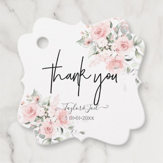 PixDezines Dusty Rose Vielen Dank Signature Script Geschenkanhänger (Vorderseite)