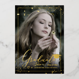 PixDezines echte Goldfolien-Kalligrafie-Abschluss Folieneinladung