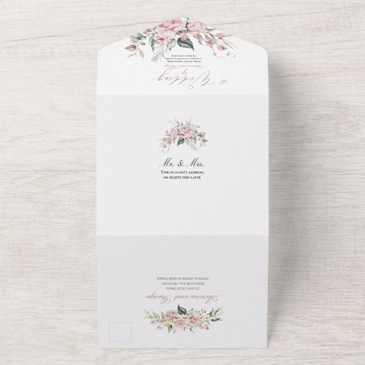 PixDezines Editor wählt H2 Dusty Rose Rose All In One Einladung (Außenbereich)