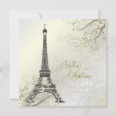 PixDezines EIFFEL PARIS+SNOWFLAKES INVITATIONEN Einladung (Vorderseite)