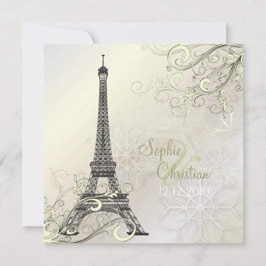 PixDezines EIFFEL PARIS+SNOWFLAKES INVITATIONEN Einladung (Vorderseite)