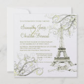 PixDezines EIFFEL TOWER INVITATIONEN/DEUTLICHER HI Einladung (Rückseite)