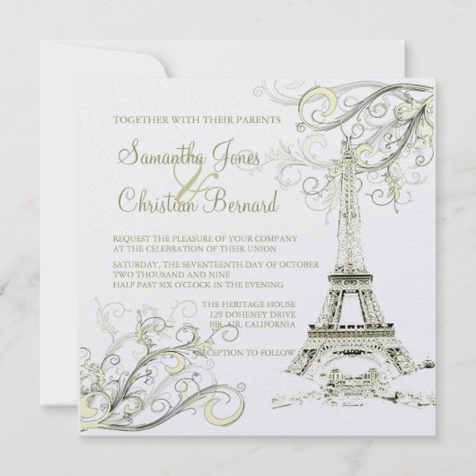 PixDezines EIFFEL TOWER INVITATIONEN/DEUTLICHER HI Einladung (Rückseite)