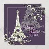 PixDezines EIFFEL TOWER INVITATIONEN/DEUTLICHER HI Einladung (Vorne/Hinten)
