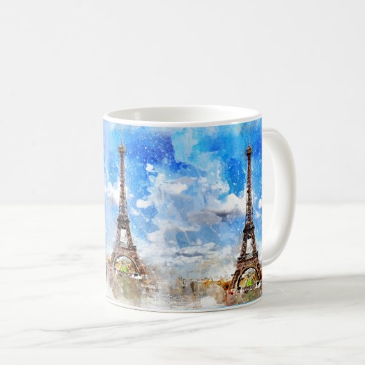 PixDezines EIFFEL TOWER, PARIS IN WATERCOLOR Kaffeetasse (VorderseiteRechts)