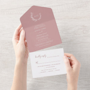PixDezines Einfacher Kranz DIY Dusty Rose All In One Einladung