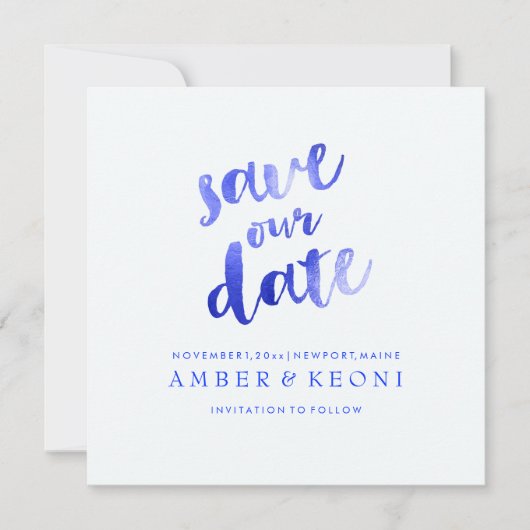 PixDezines Electric Blue/Rett Date/DIY Hintergrund Save The Date (Vorderseite)