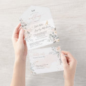 PixDezines Elegant Blush Peonies All In One Einladung (Abreißen)