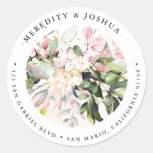 PixDezines Elegant Botanischer Rosa Eukalyptus Runder Aufkleber