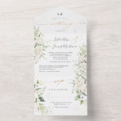 PixDezines Elegant Creamy White Roses All In One Einladung (Innen Boden)