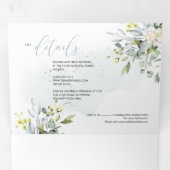 PixDezines Elegant Dusty Blue Eucalyptus Dreifach Gefaltete Einladung (Innen Erste Seite)