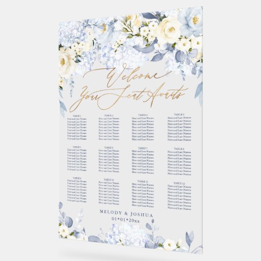 PixDezines Elegant Dusty Blue Hyde Seating Chart Acrylschild (Winkel)