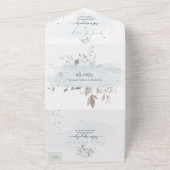 PixDezines Elegant Dusty Blue Rose All In One Einladung (Außenbereich)