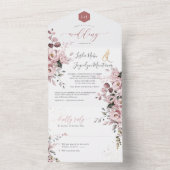 PixDezines Elegant Dusty Rose+Gum Eukalyptus All In One Einladung (Innen Boden)