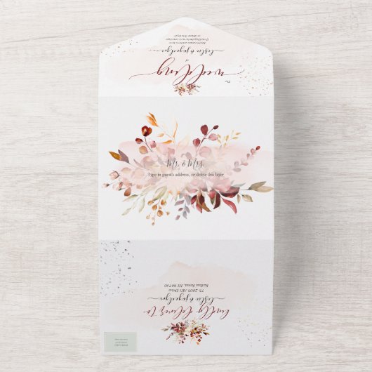 PixDezines Elegant Fall Foliage Gum Eukalyptus All In One Einladung (Außenbereich)