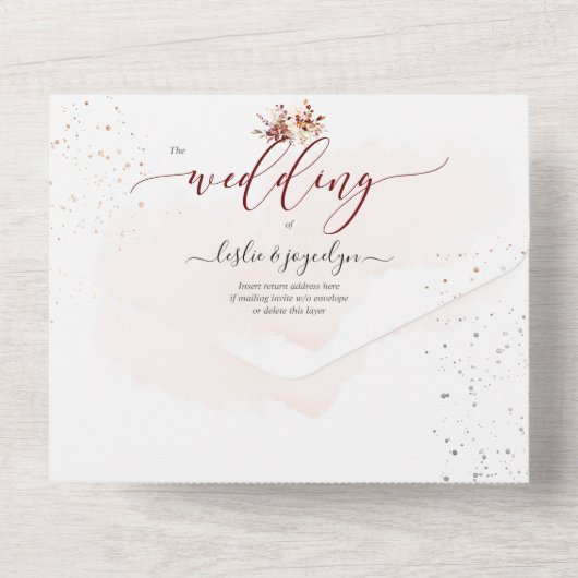 PixDezines Elegant Fall Foliage Gum Eukalyptus All In One Einladung (Rückseite)