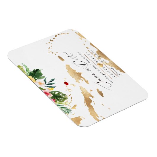 PixDezines Elegant Gold Caribbean Map Save Date Magnet (Rechte Seite)