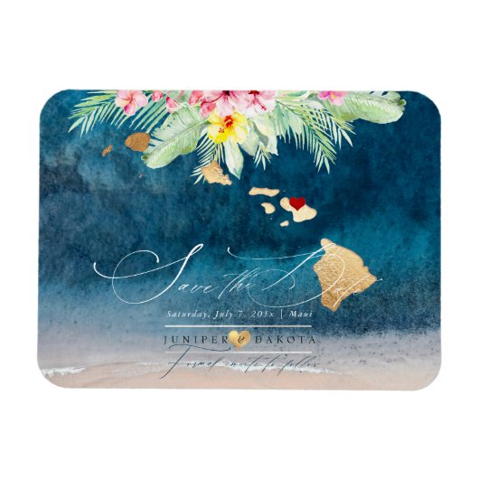 PixDezines Elegant Hawaiian DIY Karte Save the Dat Magnet (Horizontal)