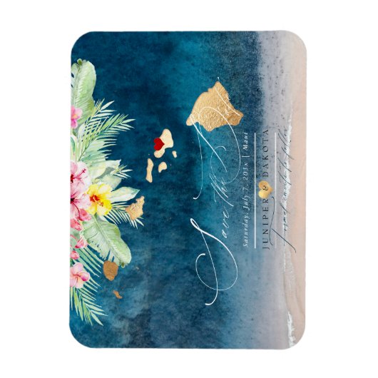 PixDezines Elegant Hawaiian DIY Karte Save the Dat Magnet (Vertikal)