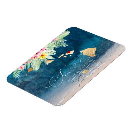 PixDezines Elegant Hawaiian DIY Karte Save the Dat Magnet (Linke Seite)