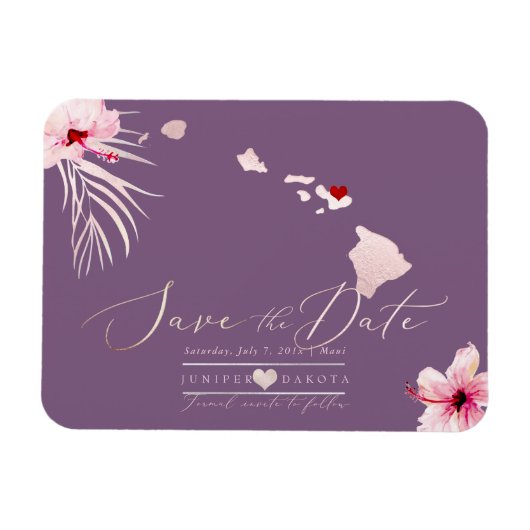PixDezines Elegant Hawaiian DIY Karte Save the Dat Magnet (Horizontal)