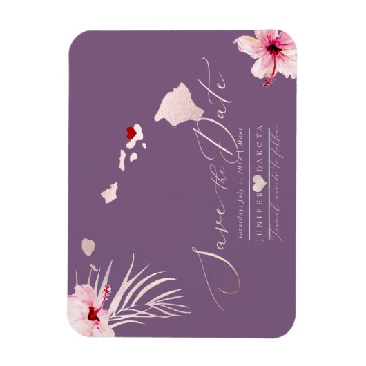 PixDezines Elegant Hawaiian DIY Karte Save the Dat Magnet (Vertikal)