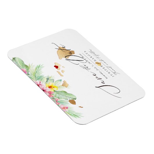 PixDezines Elegant Hawaiian DIY Karte Save the Dat Magnet (Rechte Seite)