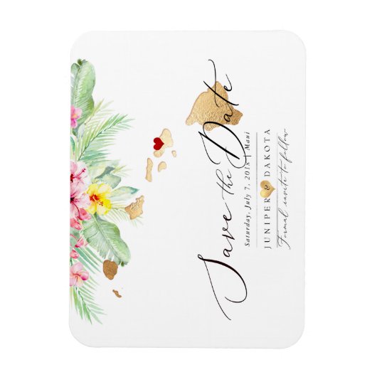 PixDezines Elegant Hawaiian DIY Karte Save the Dat Magnet (Vertikal)