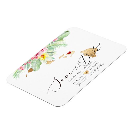 PixDezines Elegant Hawaiian DIY Karte Save the Dat Magnet (Linke Seite)