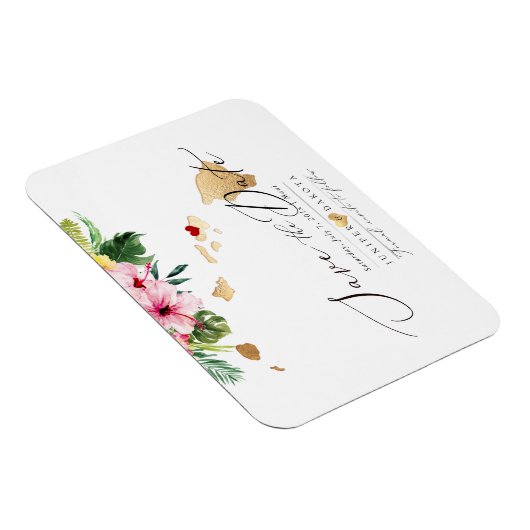 PixDezines Elegant Hawaiian DIY Karte Save the Dat Magnet (Rechte Seite)