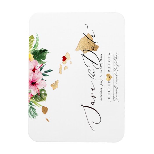 PixDezines Elegant Hawaiian DIY Karte Save the Dat Magnet (Vertikal)