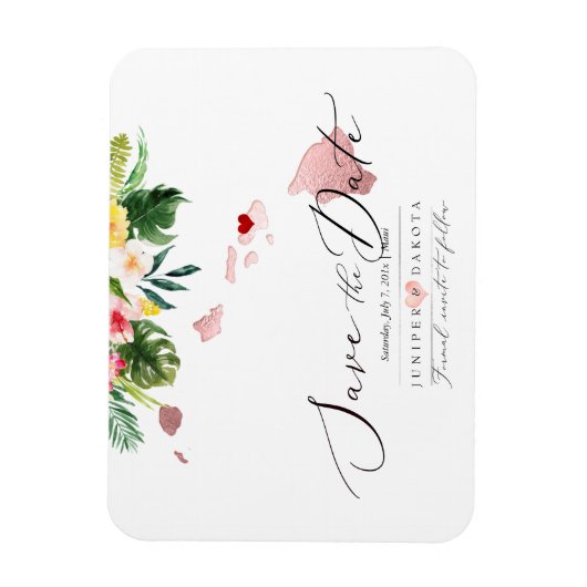 PixDezines Elegant Hawaiian Map Save the Date Magnet (Vertikal)