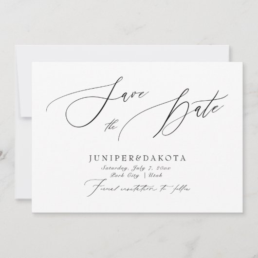 PixDezines Elegant Luxe Calligraphy Save the Date  Einladung (Vorderseite)