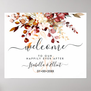 PixDezines Elegant Rust Orange Eukalyptus Willkomm Poster