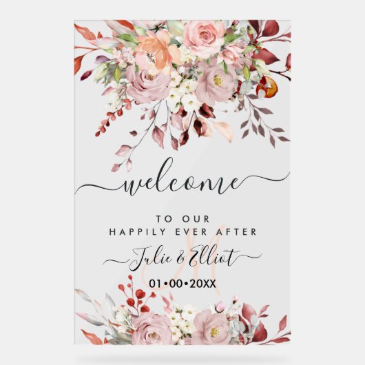 PixDezines Elegant Rust Orange Gum Eukalyptus Acrylschild (Vorderseite)