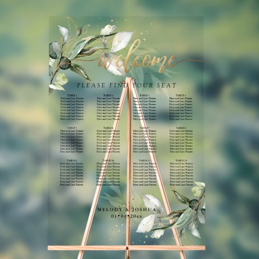 PixDezines Elegant Rustikale Eukalyptus-Sitzkarte Acrylschild (Neutral)