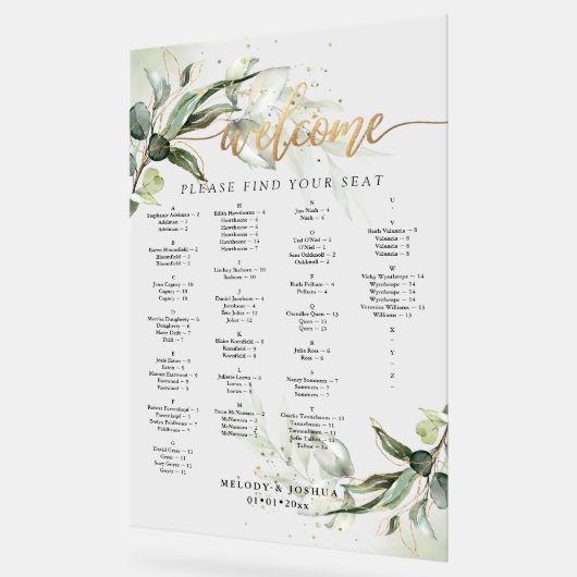 PixDezines Elegant Rustikale Eukalyptus-Sitzkarte Acrylschild (Winkel)