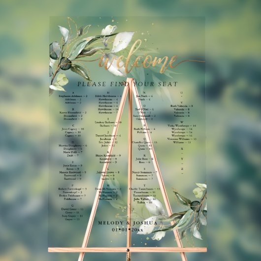 PixDezines Elegant Rustikale Eukalyptus-Sitzkarte Acrylschild (Neutral)