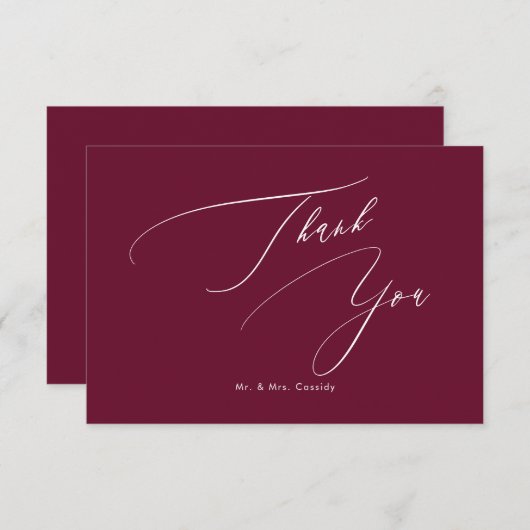 PixDezines Elegant Script Burgundy Vielen Dank Dankeskarte (Vorne/Hinten)