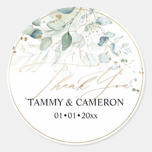 PixDezines Elegant Watercolor Grüne Weinroute Euka Runder Aufkleber (Vorderseite)