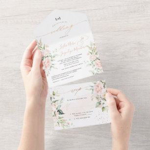 PixDezines Elegante Blush in Creme Rose All In One Einladung