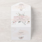 PixDezines Elegante Dusty Rose Wasserfarbene Blume All In One Einladung (Außenbereich)