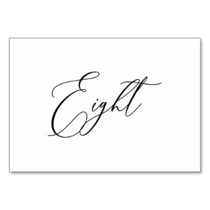PixDezines Elegante Romantische Kalligrafie Acht 8 Tischnummer