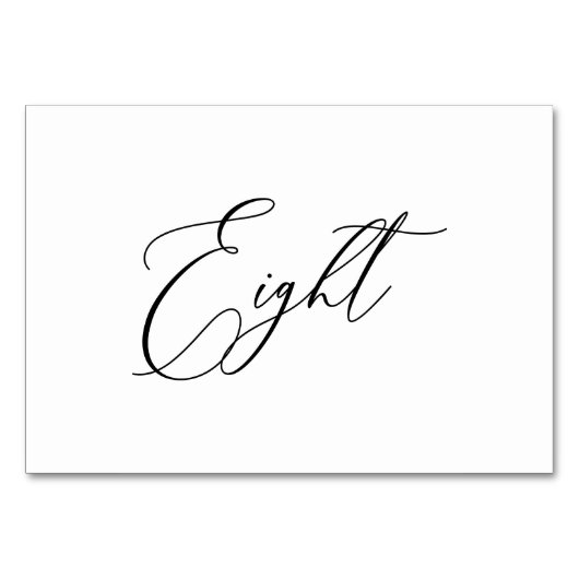 PixDezines Elegante Romantische Kalligraphie 8 Tischnummer (Vorderseite)